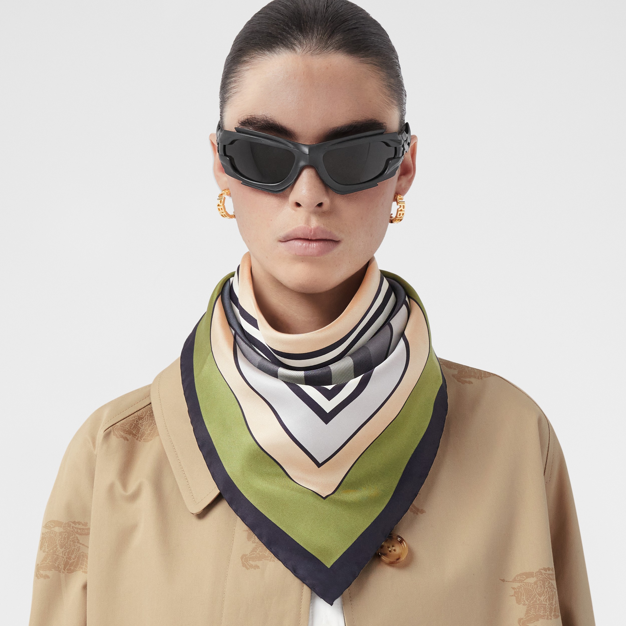 Montage Print Silk Square Scarf in Spruce Green | Burberry® Official - 3