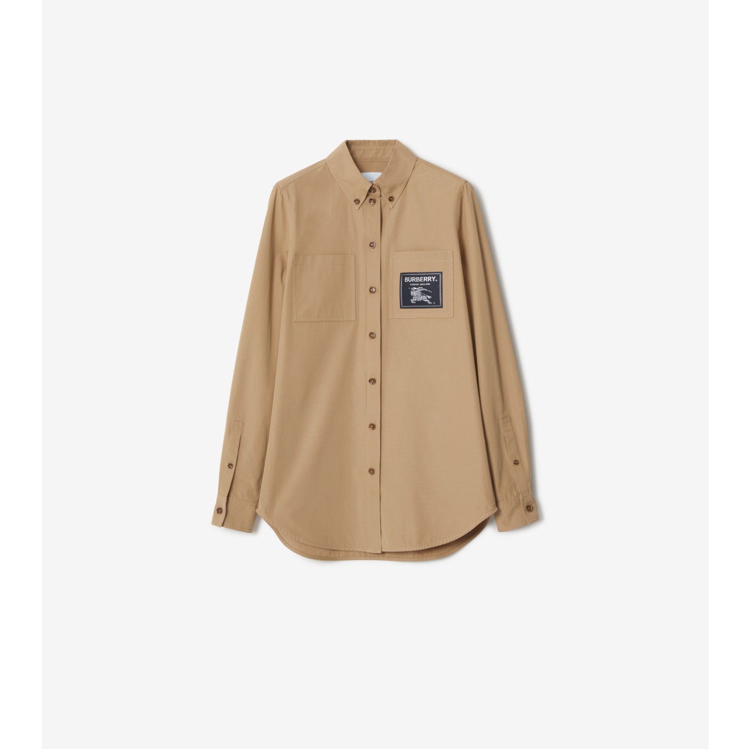 EKD Label Cotton Shirt in Camel - Women | Burberry® Official