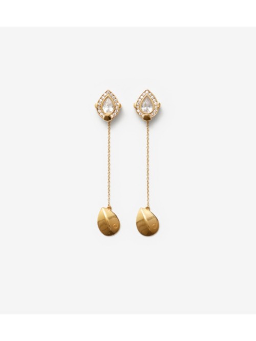 Burberry Shield Pendant Earrings In Gold/clear
