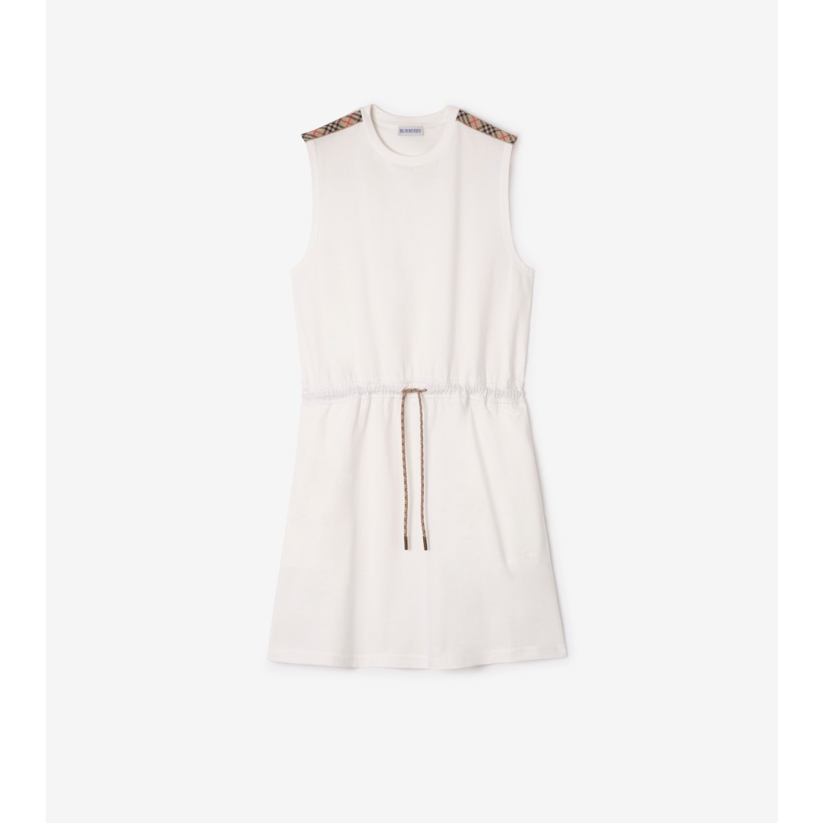  Check Trim Cotton Jersey Dress