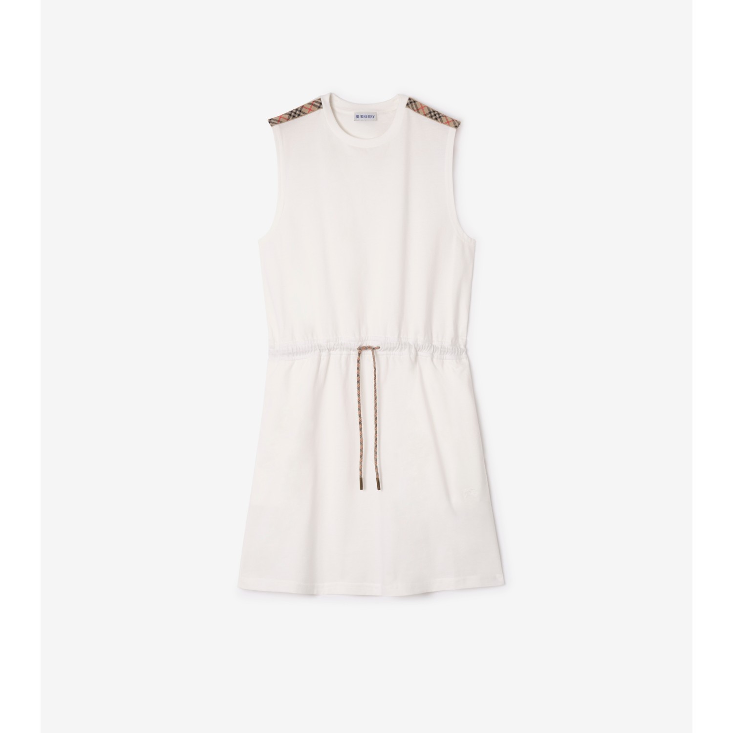 Check Trim Cotton Jersey Dress