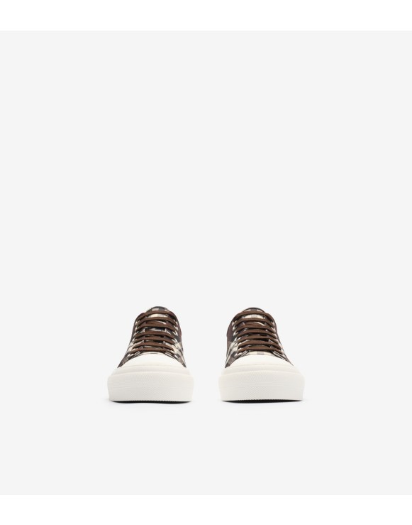 n*d様 Burberry ハイカットスニーカー ブラック レザー＆チェック テラススニーカー​ (ブラック／サンド