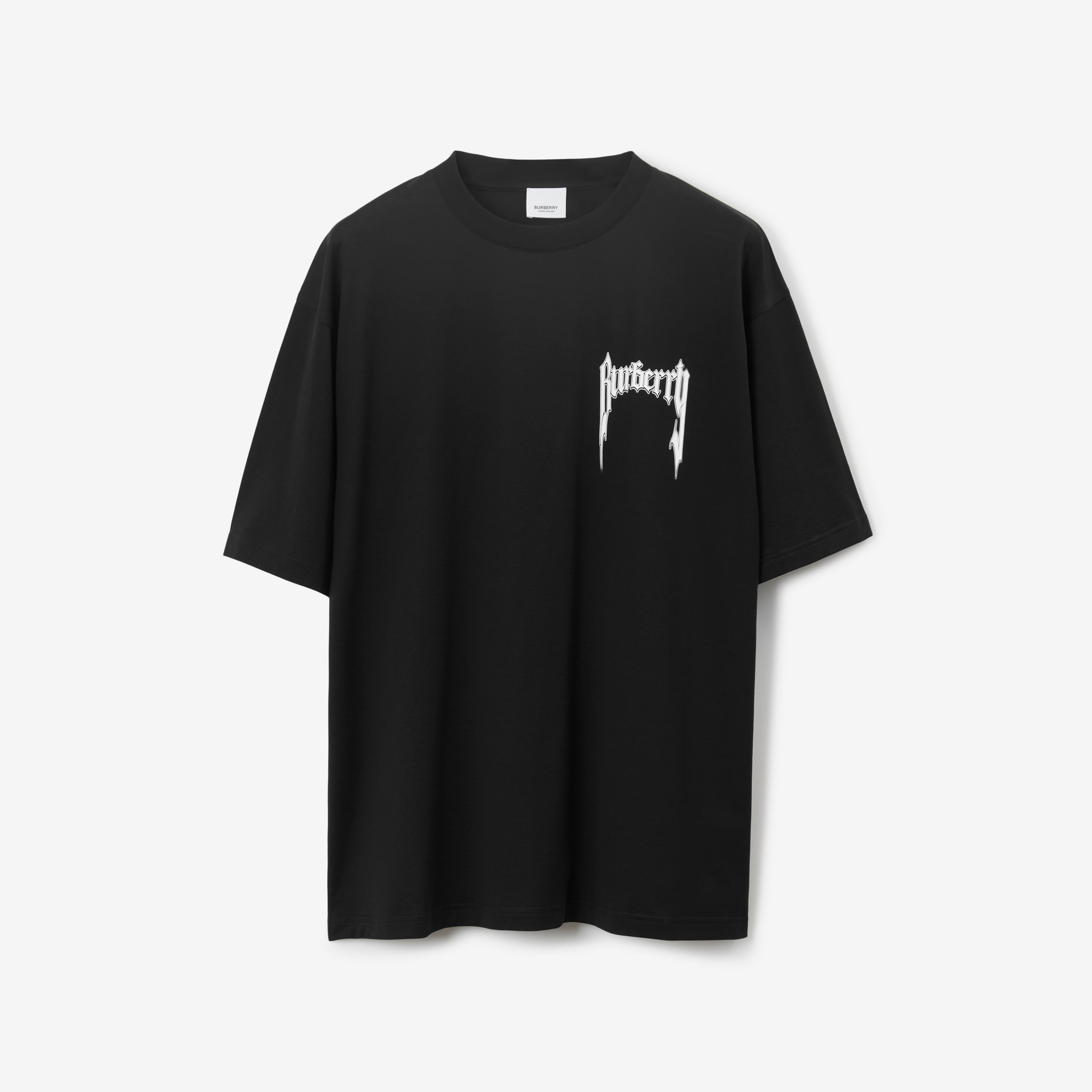 로고 프린트 코튼 티셔츠 (블랙) - 남성 | Burberry® - 1
