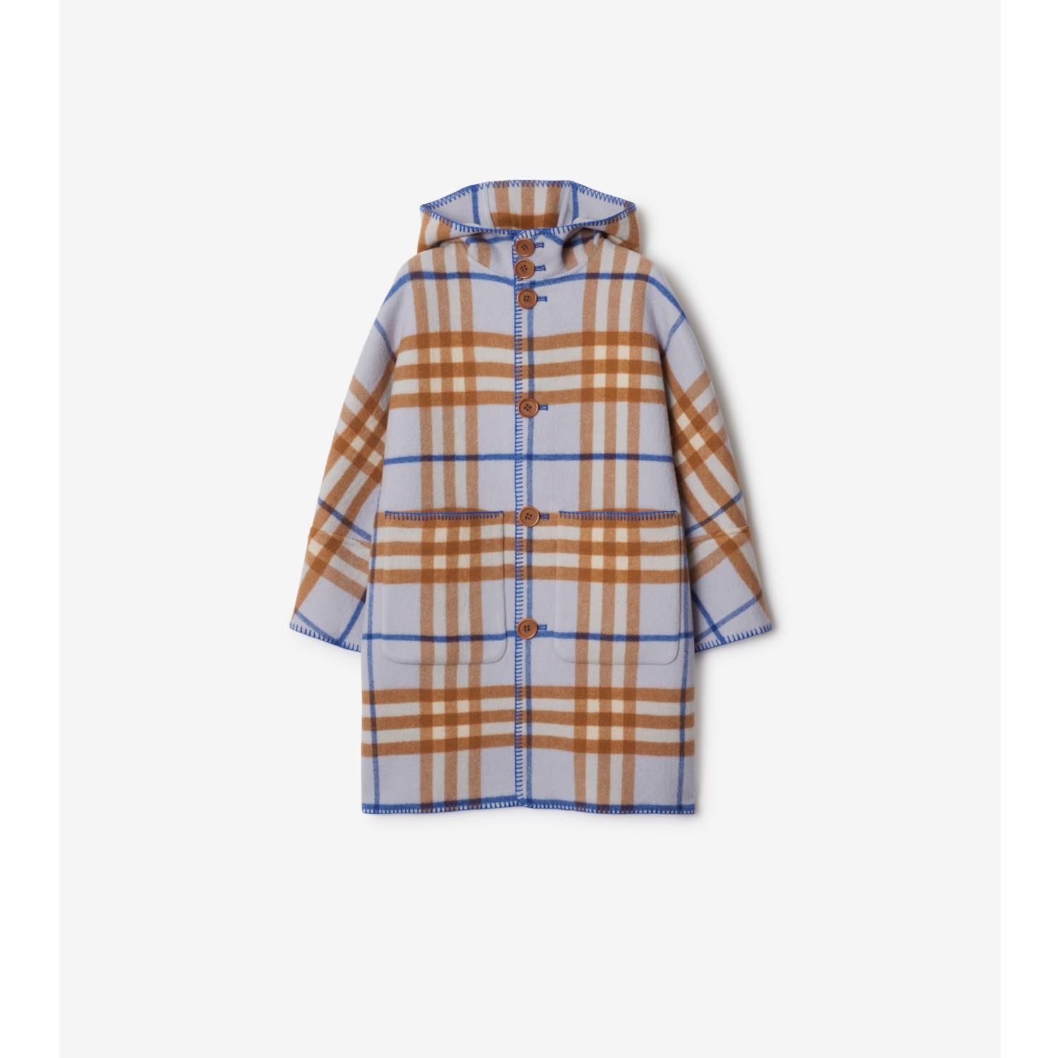 Check Wool Duffle Coat in Slate blue Burberry Official