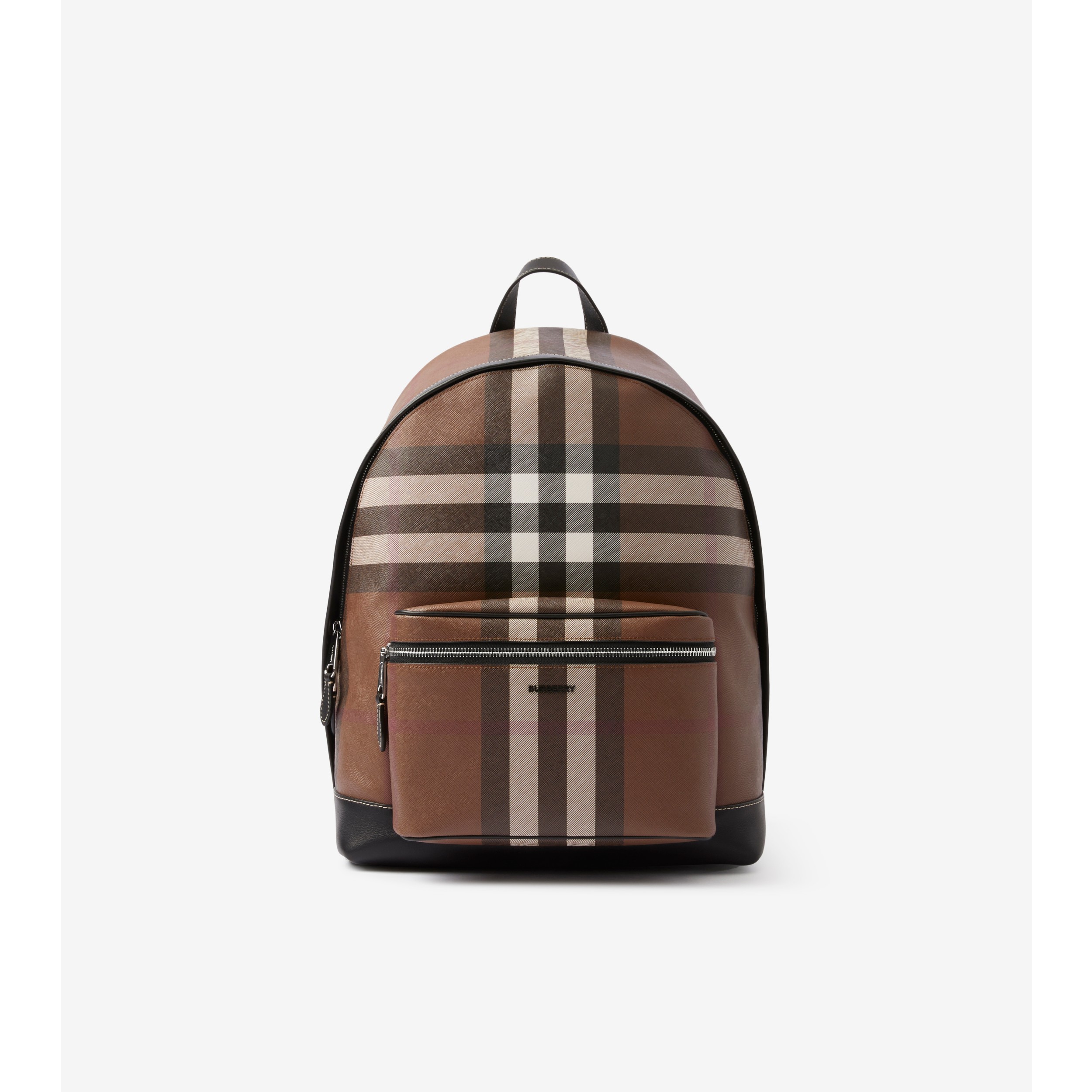 Check Backpack in Dark birch brown Men Canvas Burberry Official