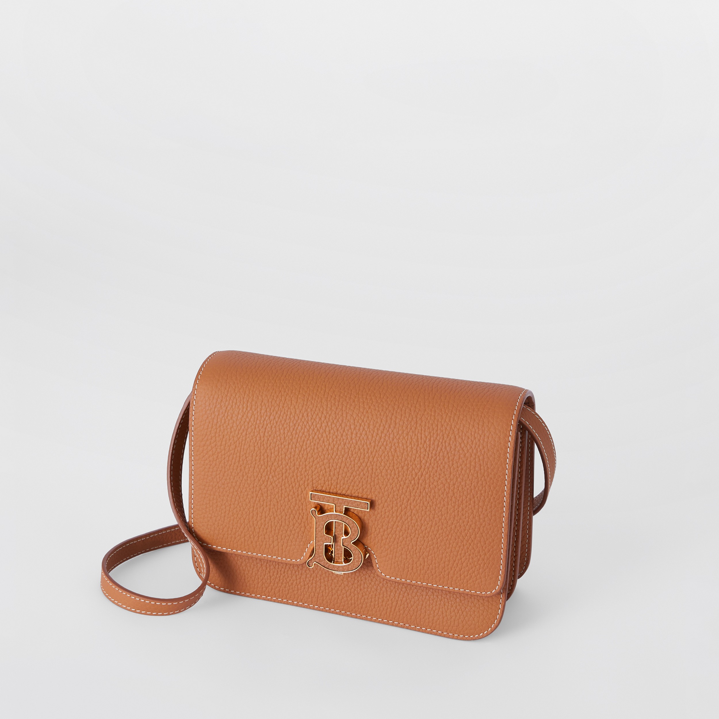 Small Topstitched Grainy Leather TB Bag in Warm Russet Brown - Women | Burberry® Official - 4