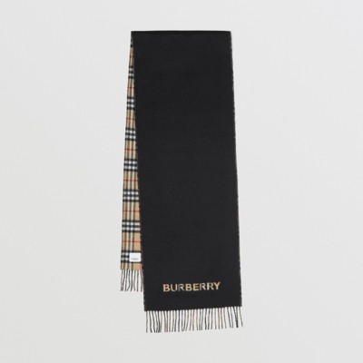 Reversible Vintage Check Cashmere Scarf in Archive Beige/black | Burberry® Official