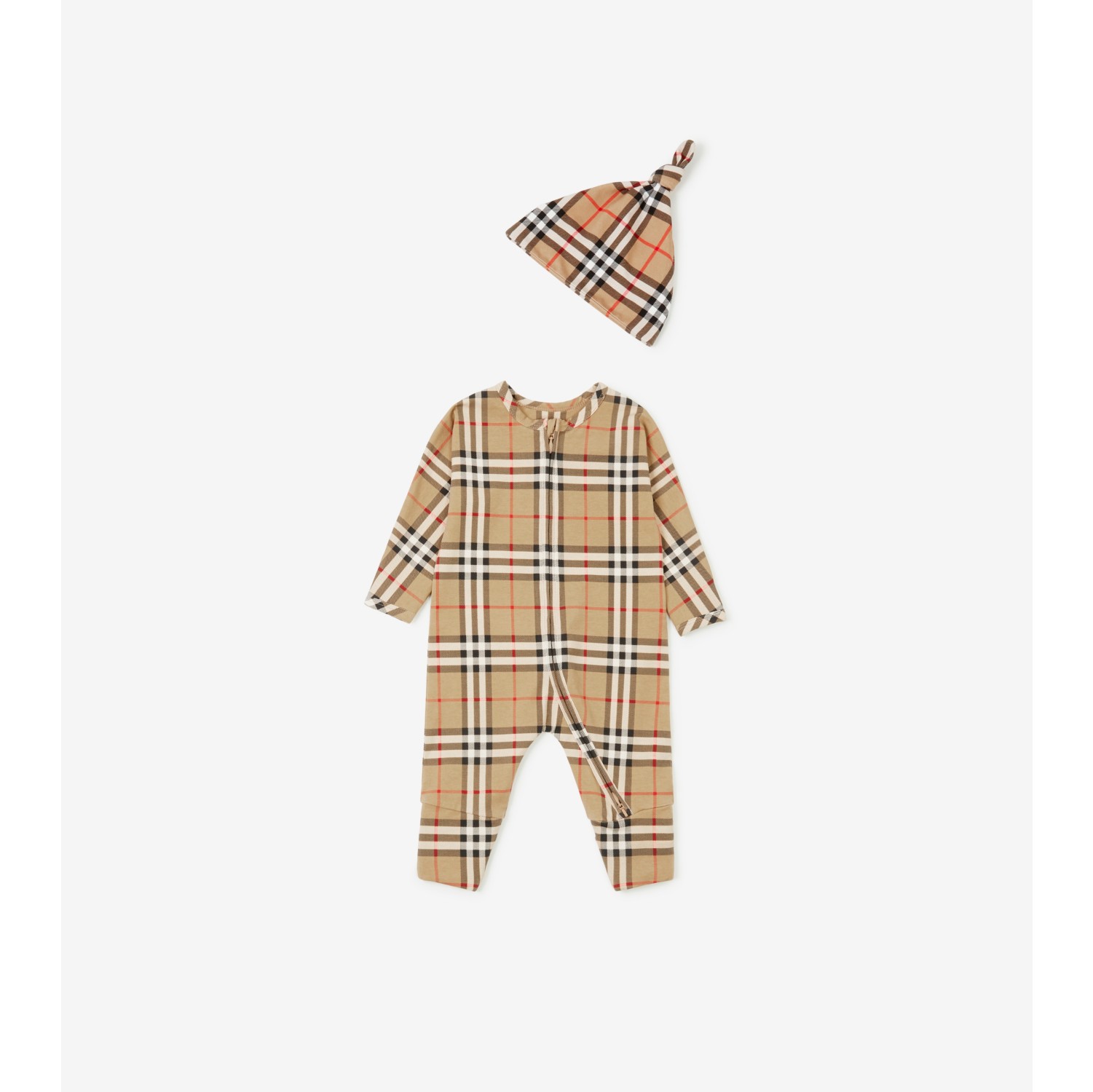 Check Cotton Twopiece Baby Gift Set in Archive beige Children Burberry® Official