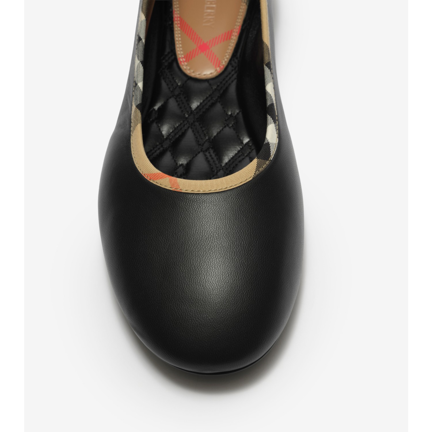 Check Trim Leather Robin Ballerinas in Black - Women | Burberry® Official