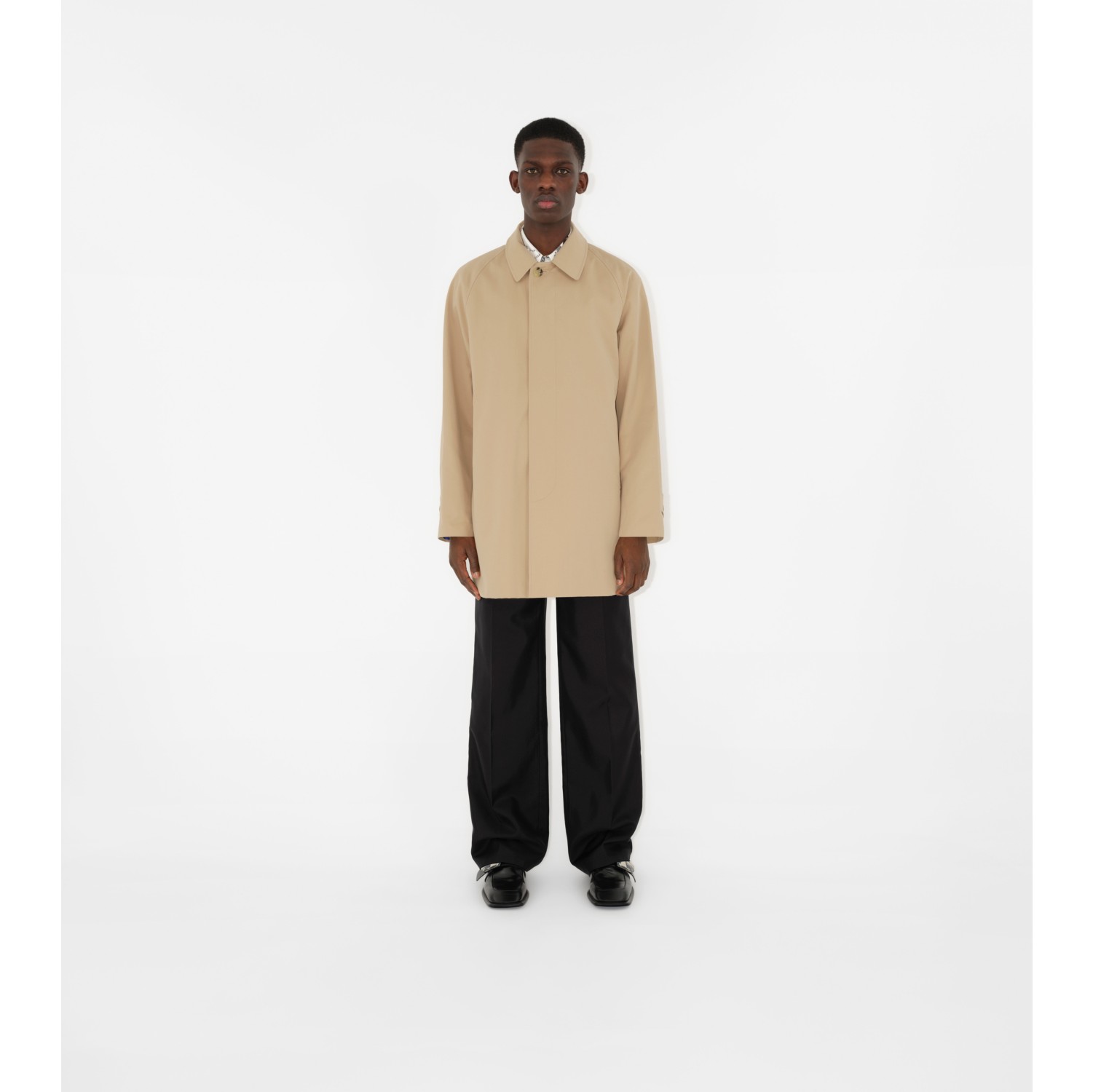 Short Camden Heritage Car Coat in Honey - Men, Cotton Gabardine 