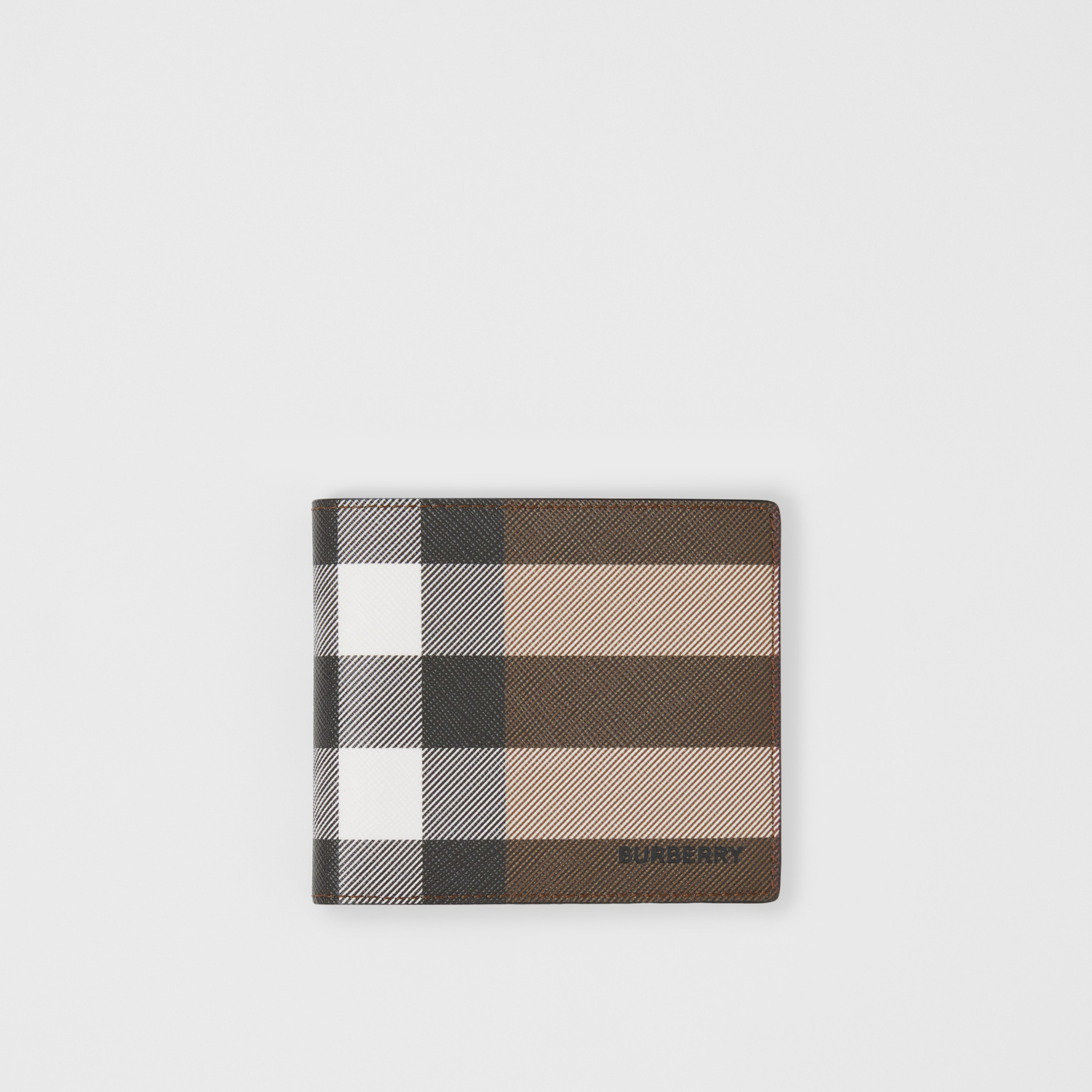 Cartera plegable en piel y tejido cuadros ampliados (Marrón Abedul Oscuro) Hombre | Burberry® oficial
