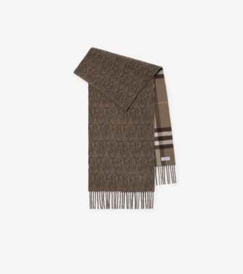 Reversible B Shield Cashmere Scarf in Vole brown | Burberry® Official