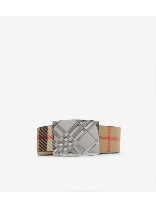 ゴルフベルト Burberry Reversible Check Belt in Charcoal/graphite