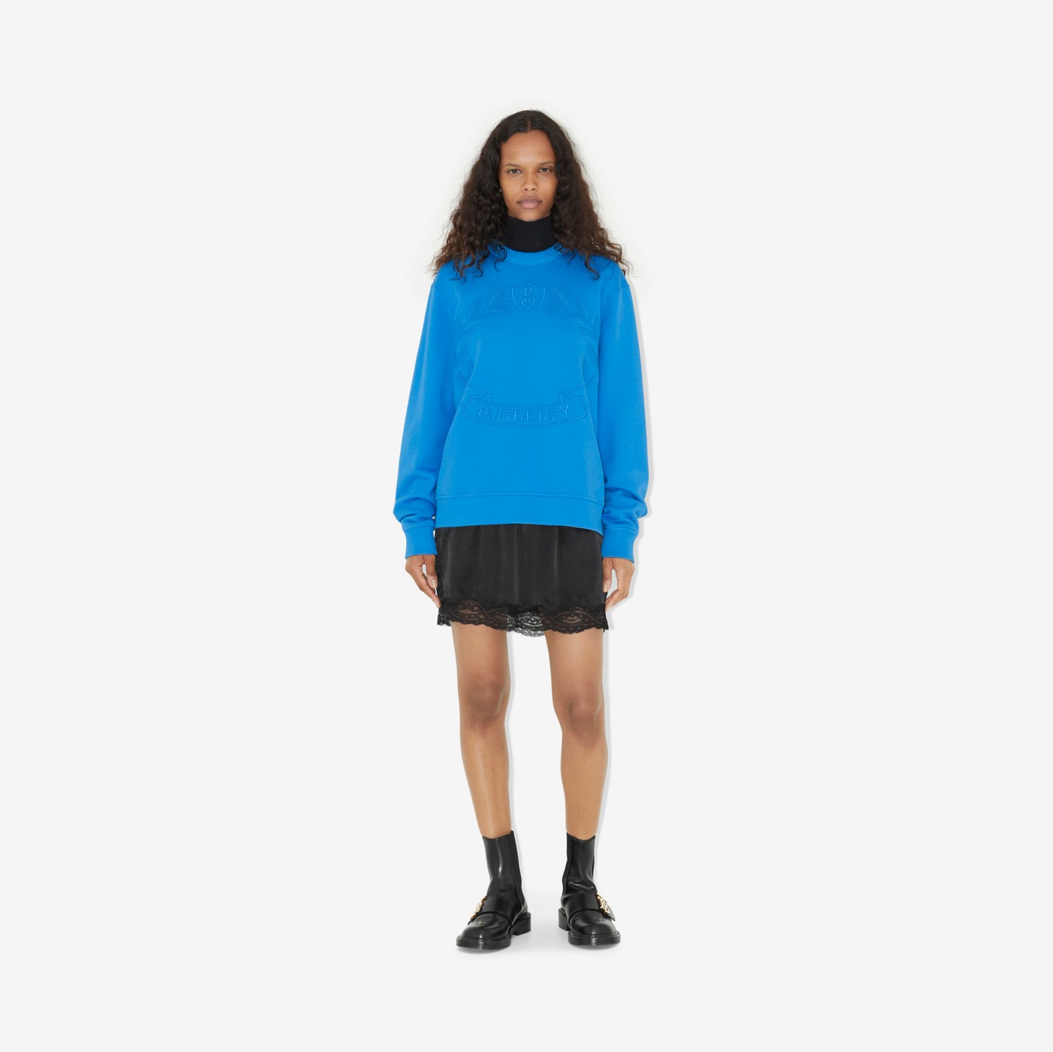 Baumwollsweatshirt mit gesticktem Eichenblatt-Emblem (Strahlendblau) - Damen | Burberry®