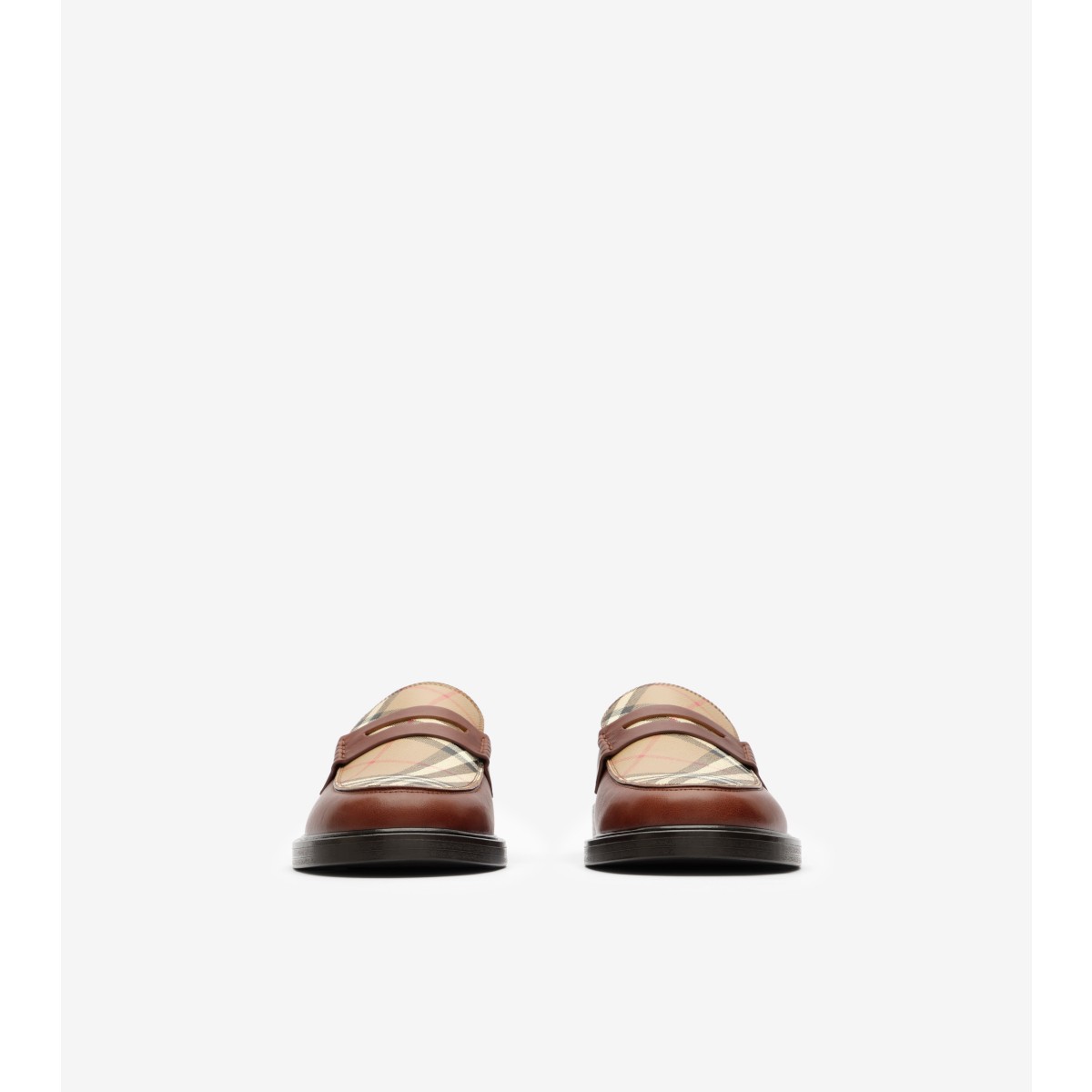  Check Leather Pembroke Loafers