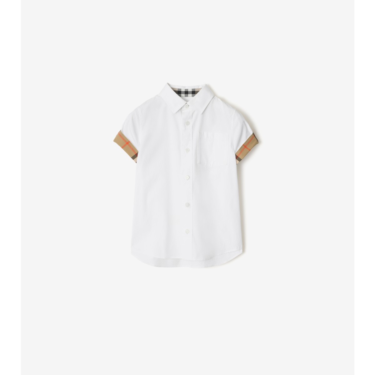  Check Trim Cotton Poplin Shirt