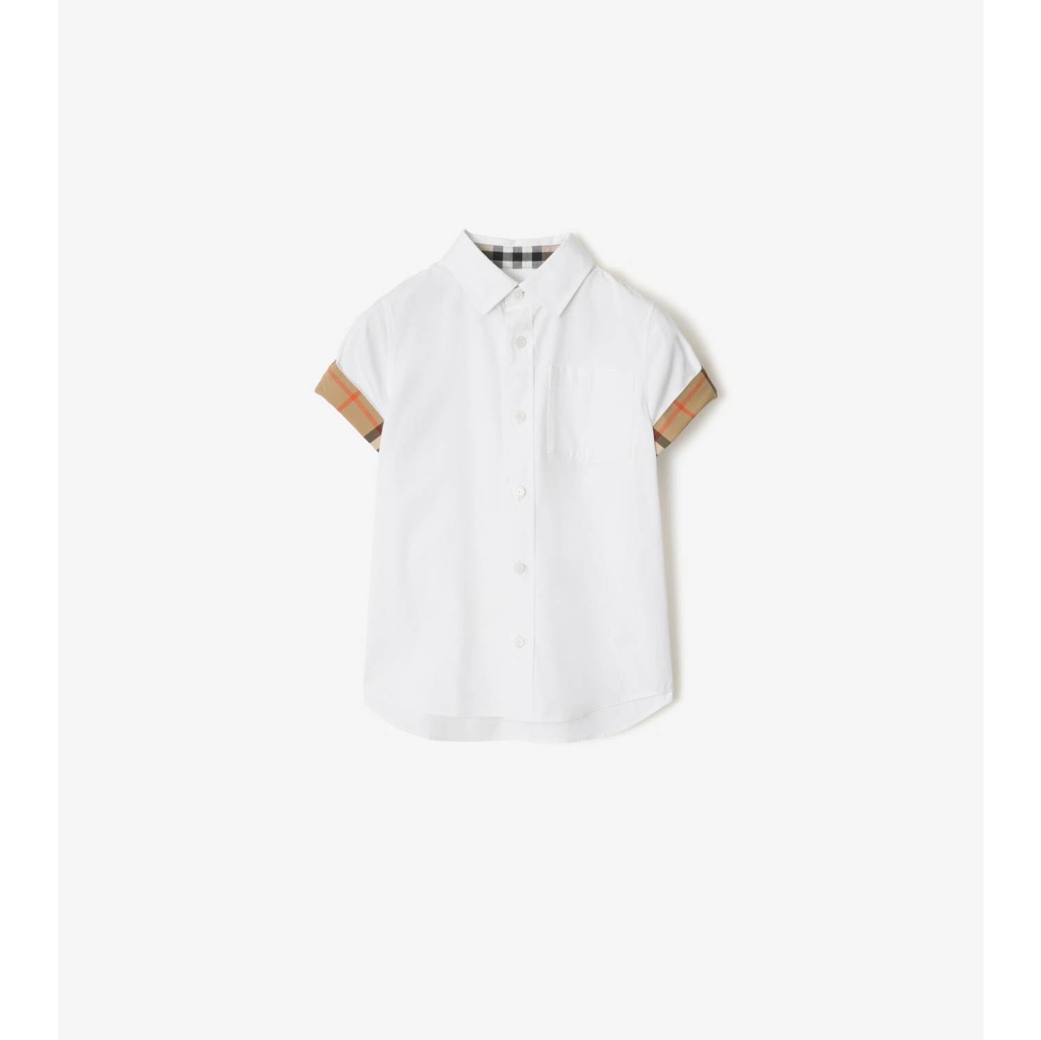 Check Trim Cotton Poplin Shirt