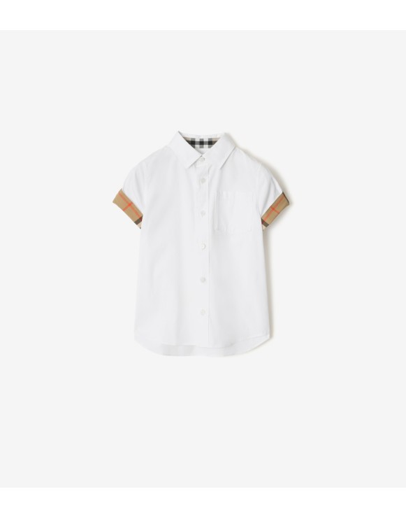Check Trim Cotton Poplin Shirt