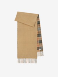 Reversible Check Cashmere Scarf in Archive Beige