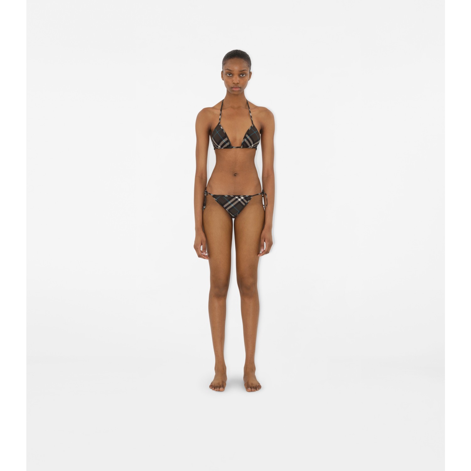 Check Bikini Top in Snug Women Nylon Burberry Official