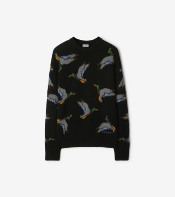 Check Label Wool Sweater in Black - Men | Burberry® Official