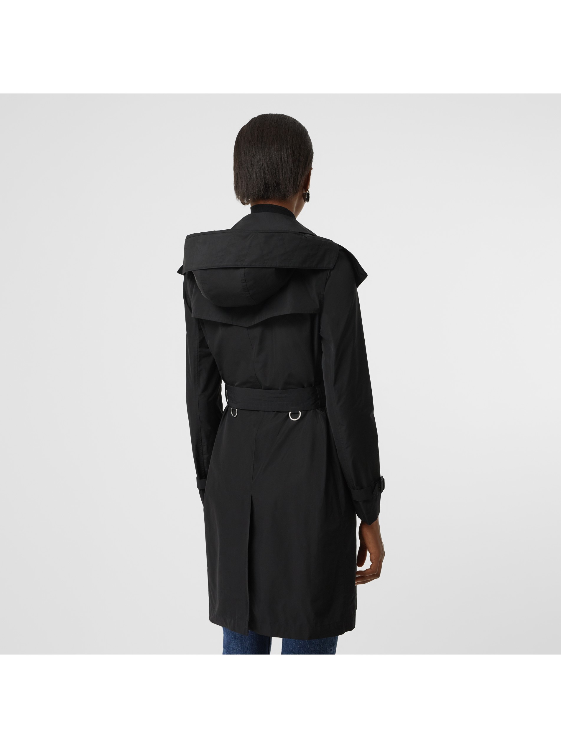 黑色 可拆式连帽塔夫绸 trench 风衣 产品图片21