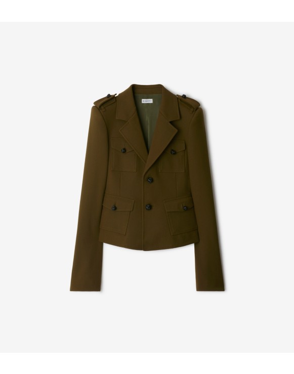 Nylon Wool Blend Tailored Jacket