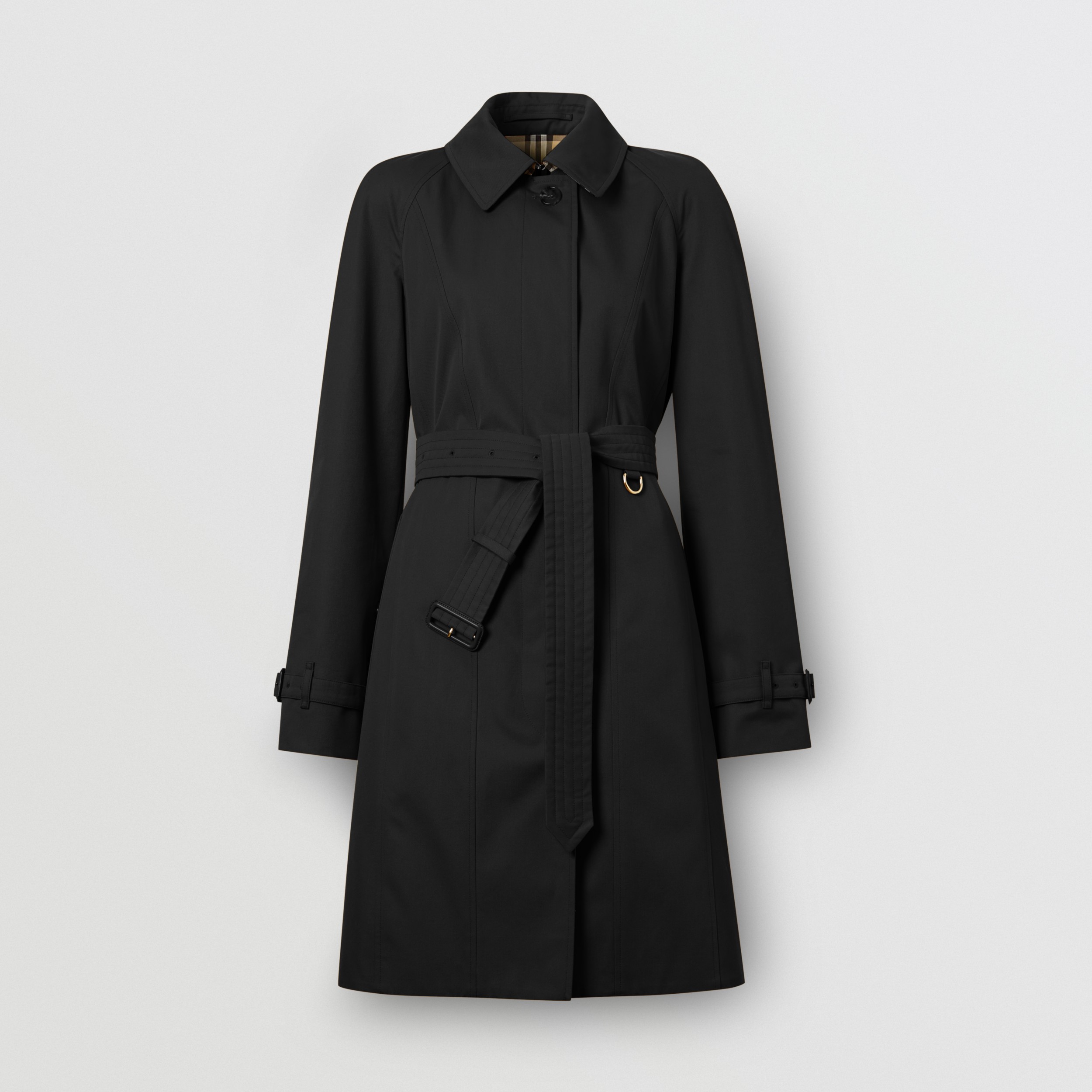 Cotton Gabardine Belted Swing Coat in Black Women Burberry United