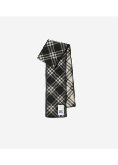 Narrow Check Wool Scarf