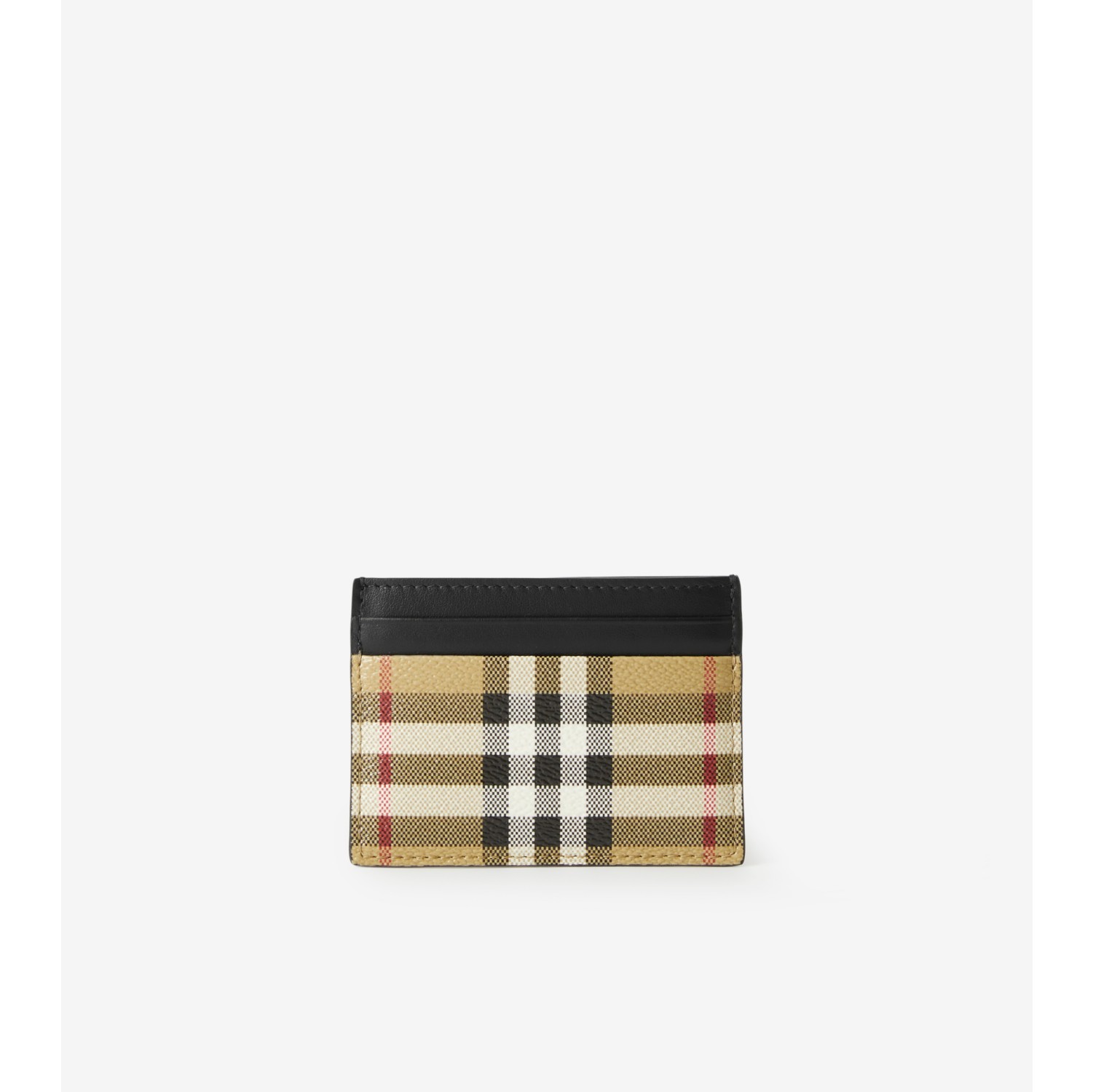 Men's Vintage Check and Leather Card Case