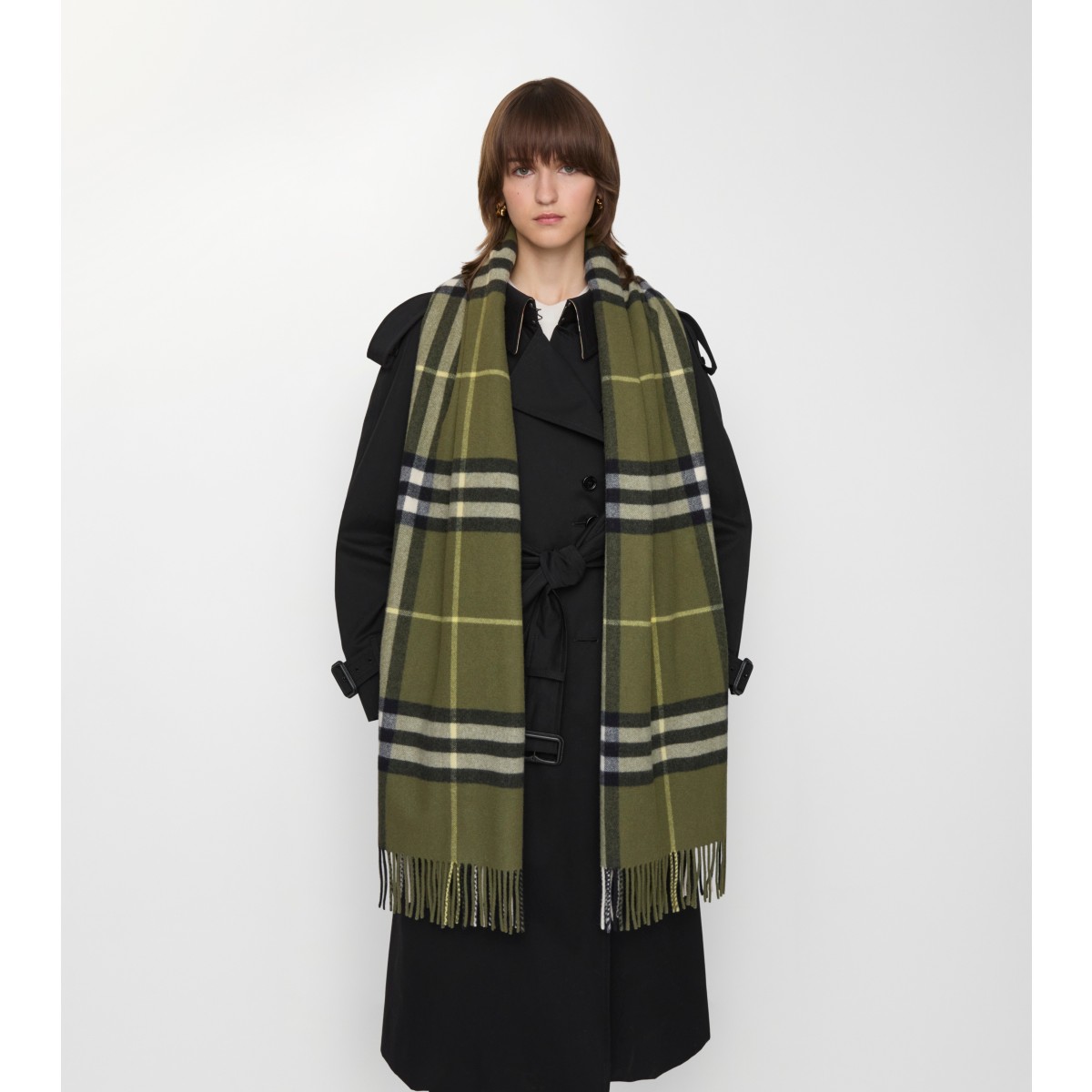  Check Wide Cashmere Scarf