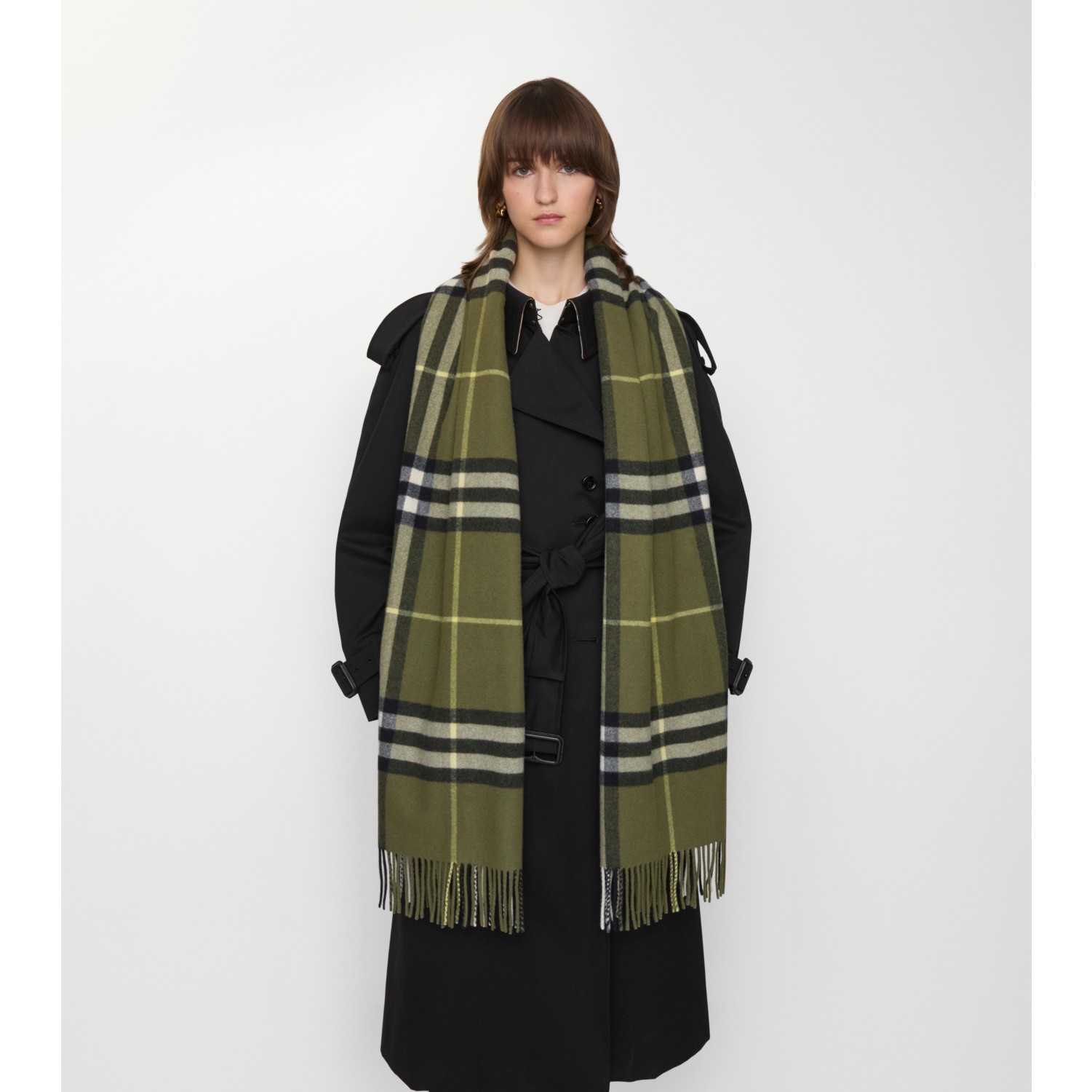 Wide Check Cashmere Scarf
