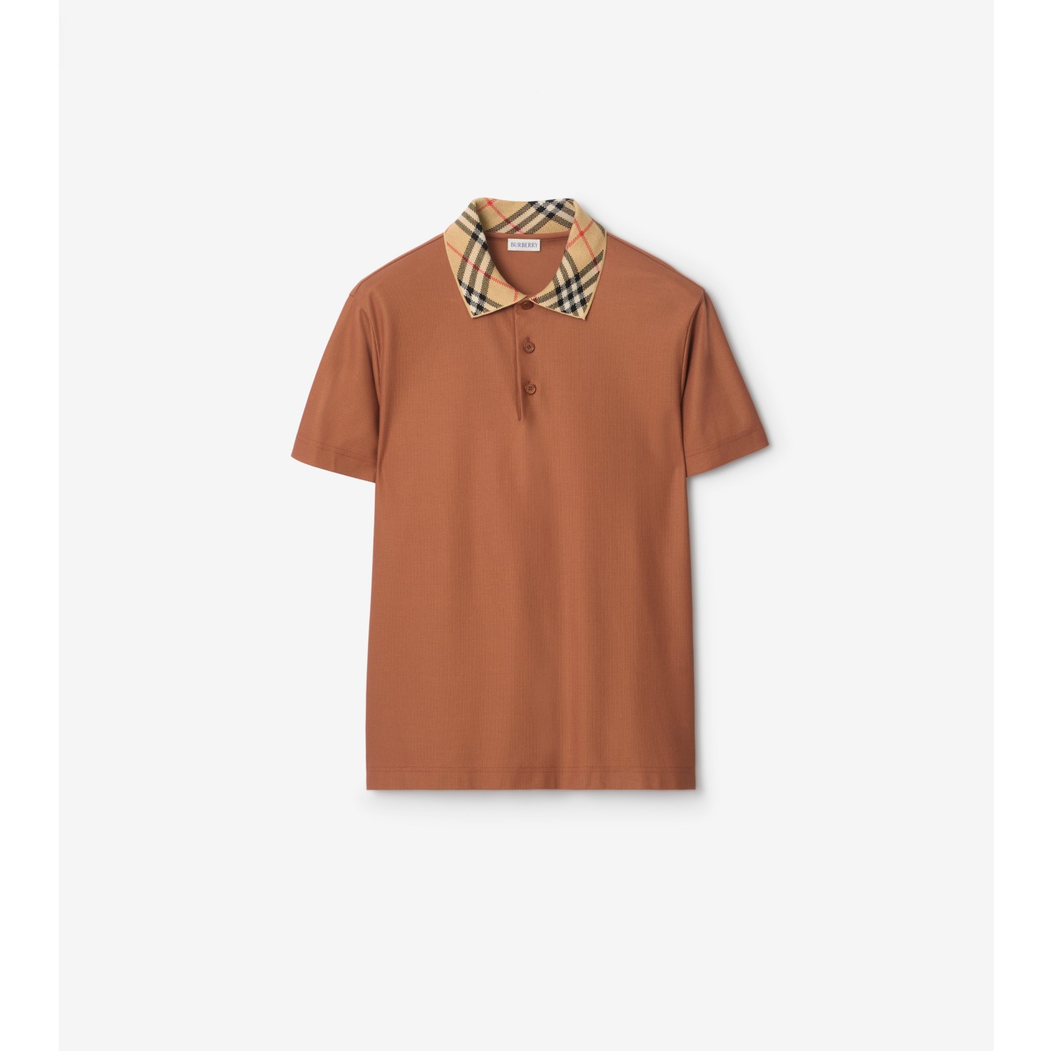 Check Collar Cotton Polo Shirt