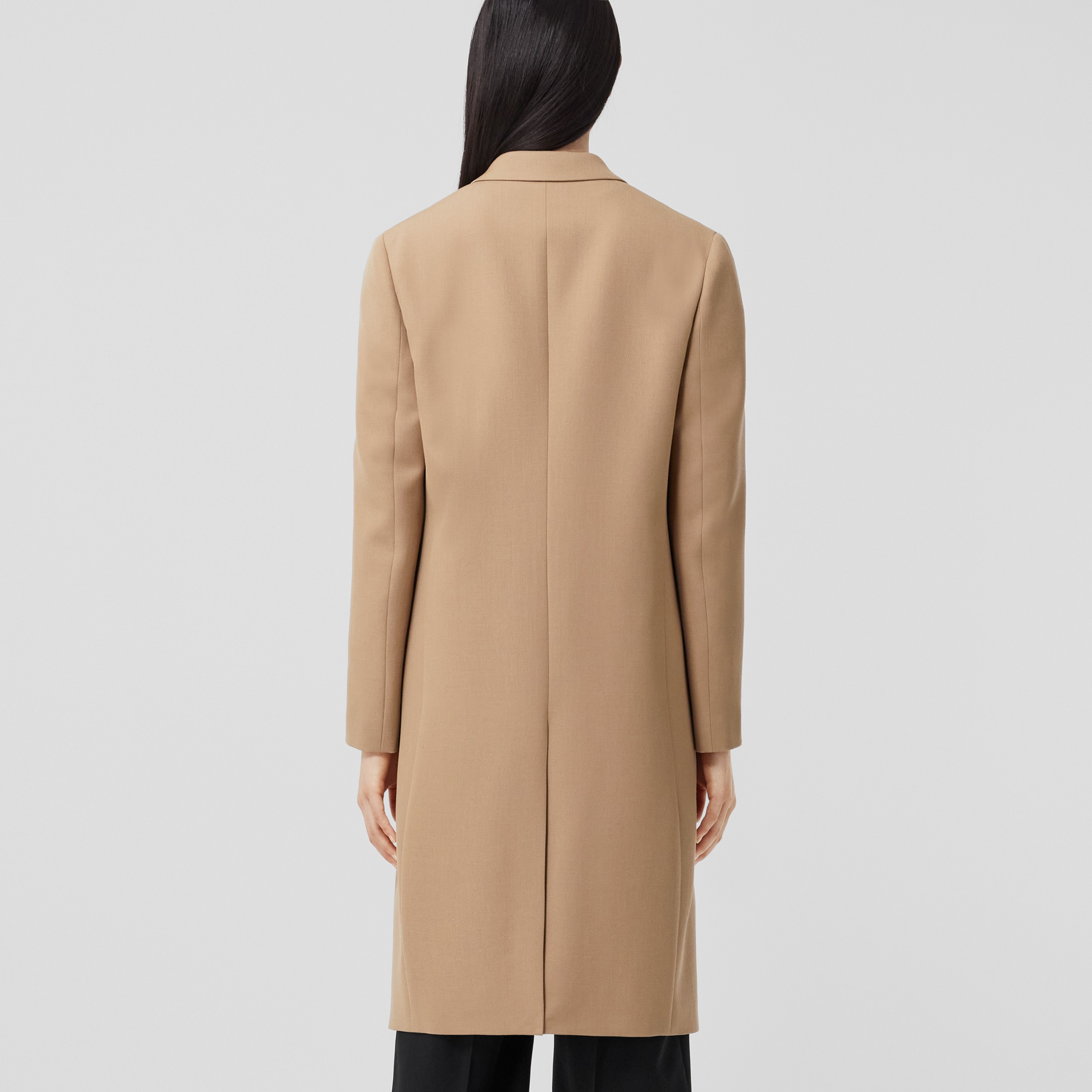 Wool Cotton Tailored Coat in Camel - Women | Burberry® Official - 3