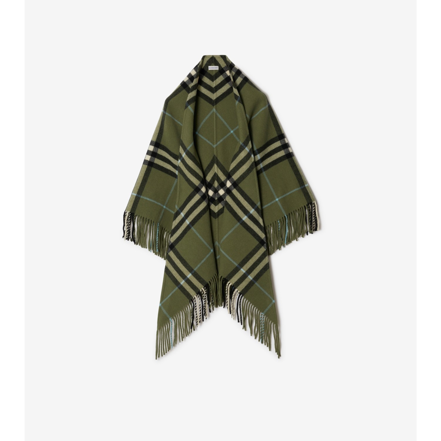 Check Wool Cape in Shrub Burberry Official