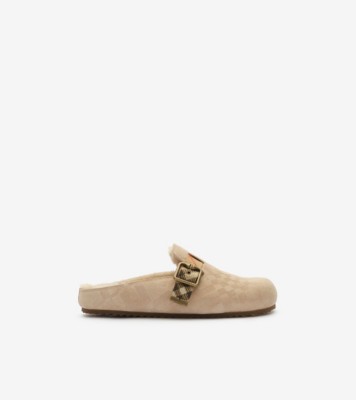 Check Shearling Urchin Clogs in Blonde beige - Women | Burberry® Official