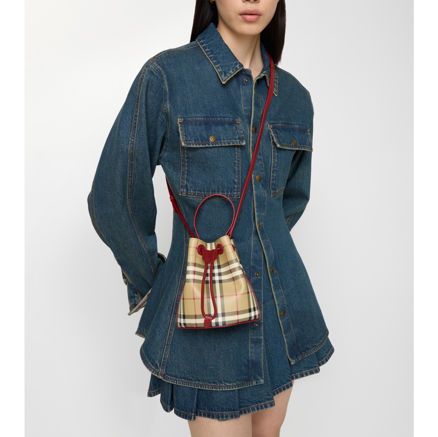 Mini Check Bucket Bag