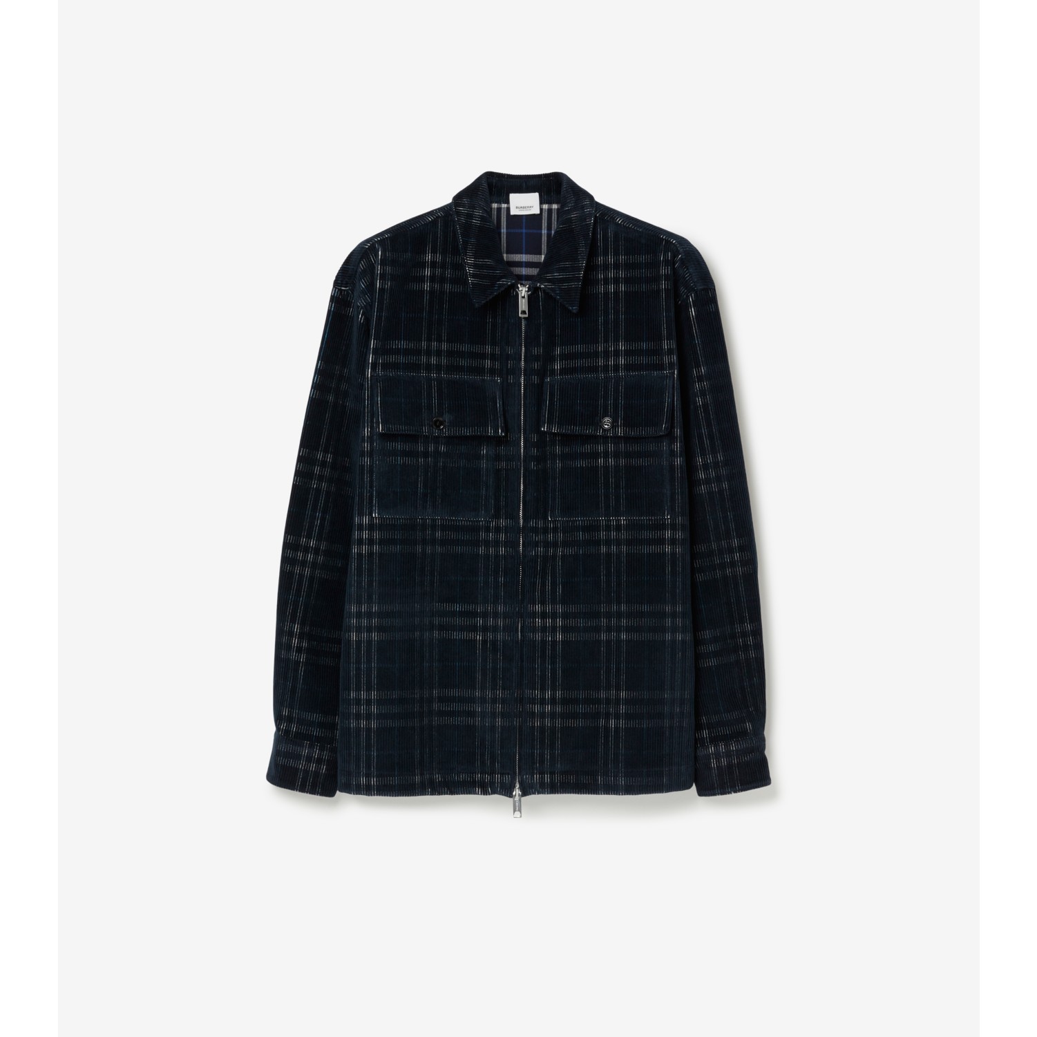 Check Corduroy Overshirt in White/dark blue - Men, Wool | Burberry® Official