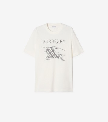 Knight Sketch Cotton T-shirt in Chalk white/peacock blue - Men | Burberry® Official