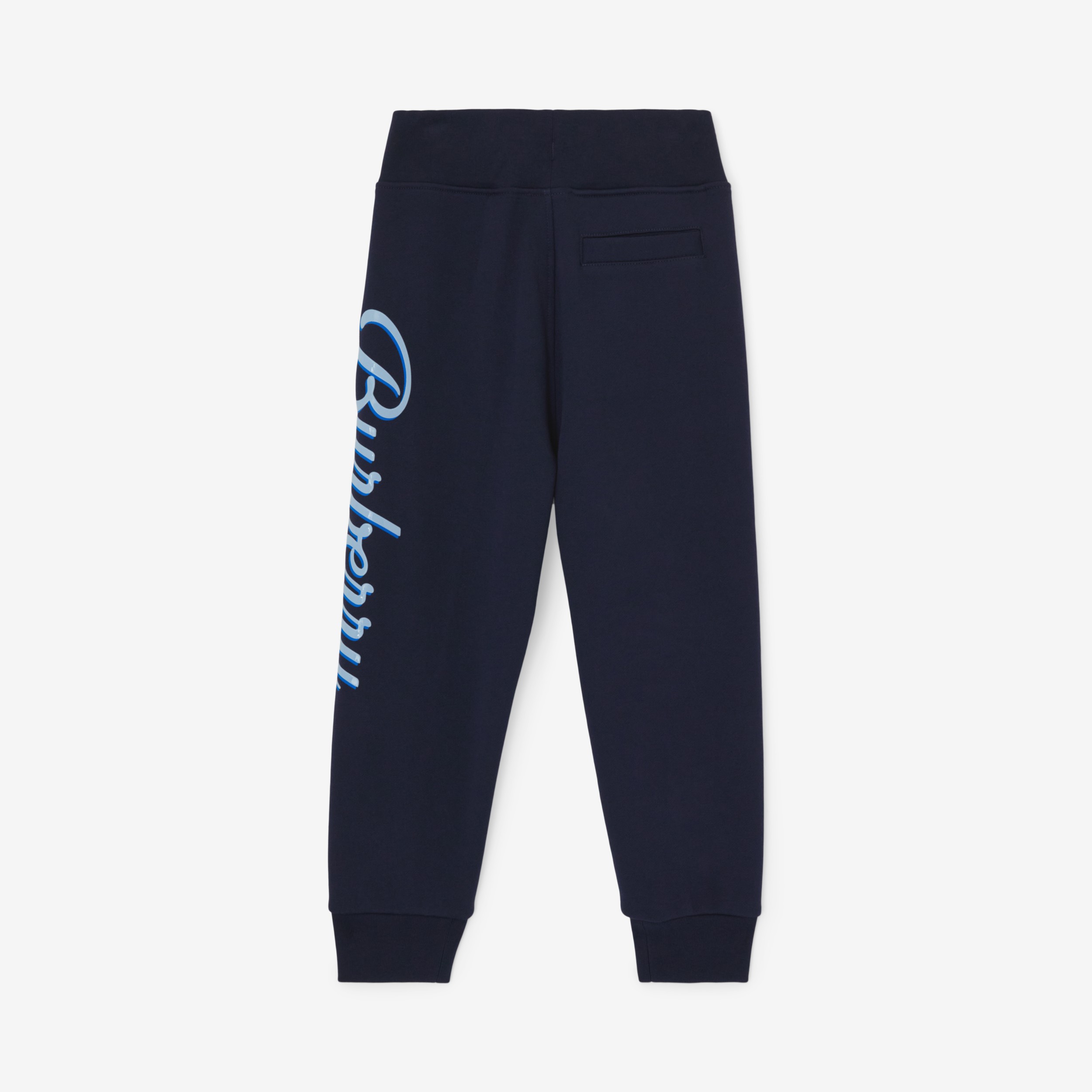 Logo Script Print Cotton Jogging Pants in Deep Charcoal Blue | Burberry® Official - 2