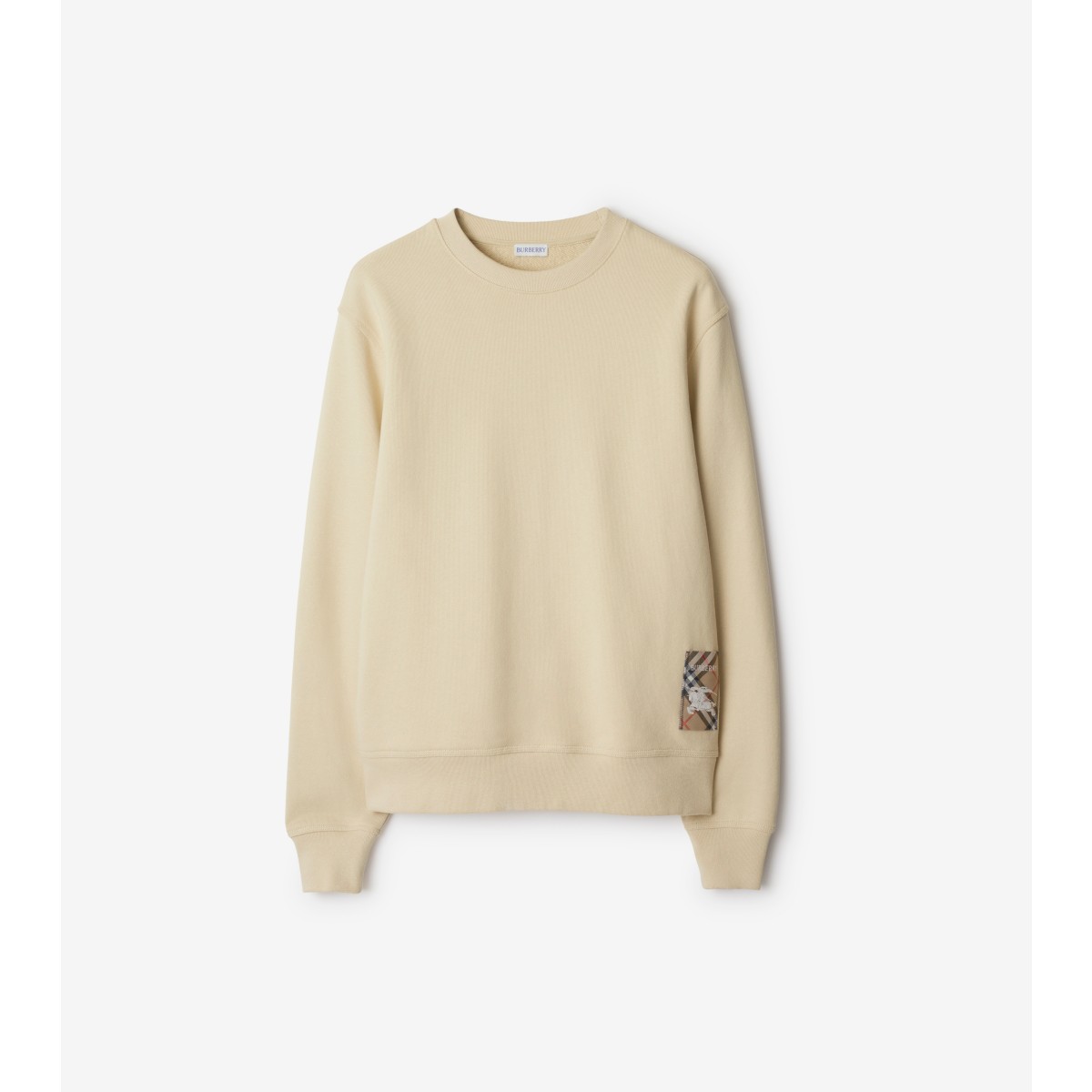 Burberry Check Label Cotton Sweatshirt In Nutmeg