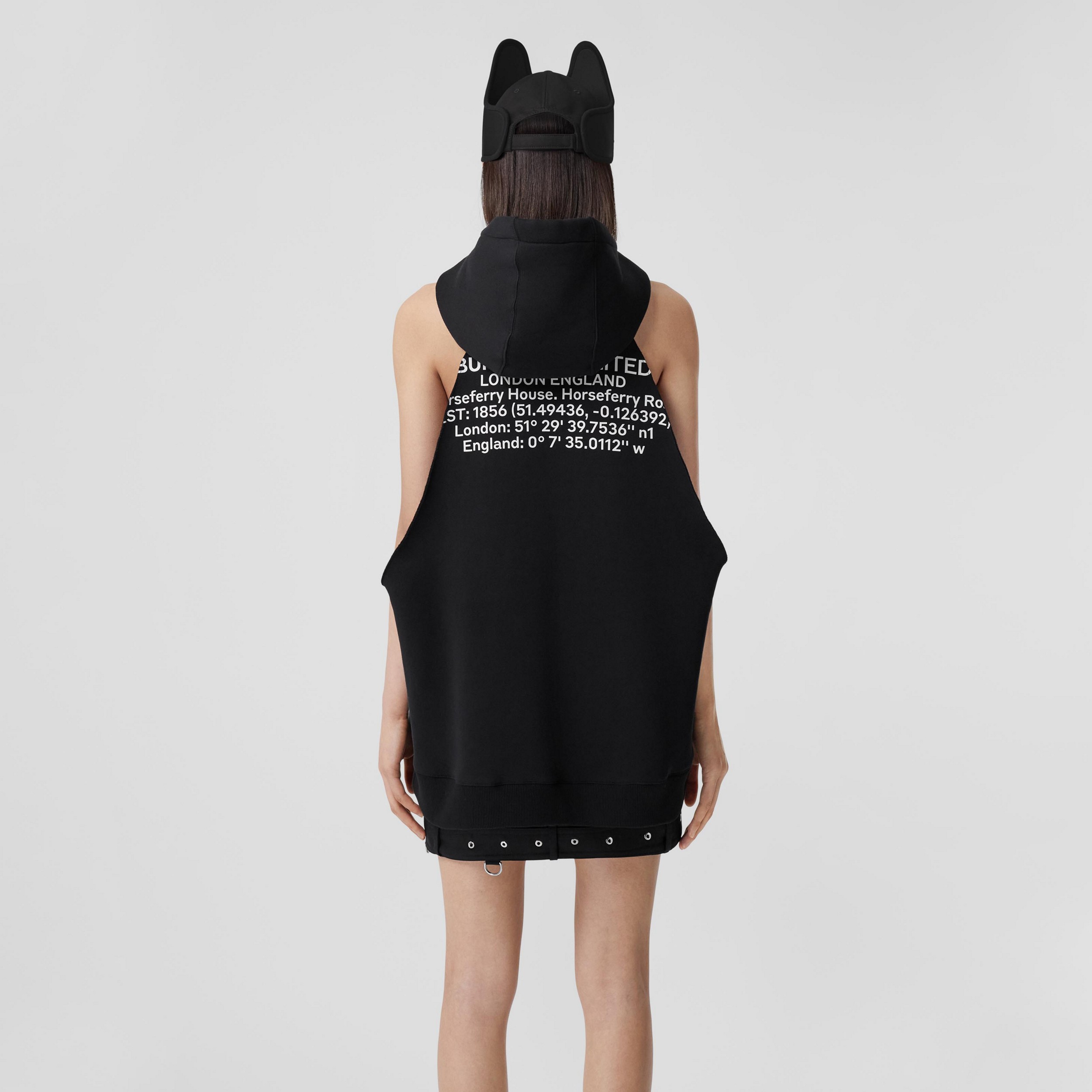 Sleeveless Location Print Cotton Hoodie in Black - Women | Burberry® Official - 3