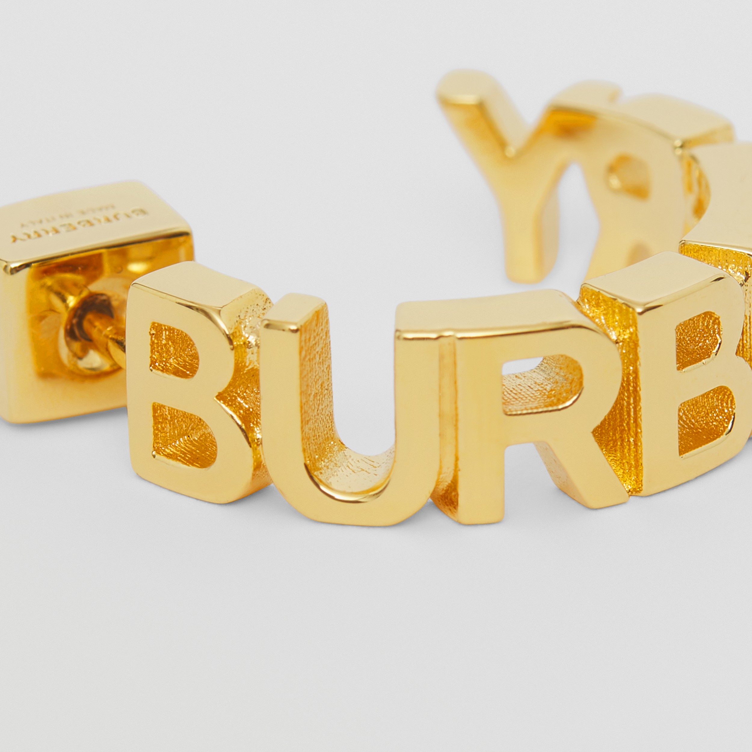 Gold-plated Logo Hoop Earrings in Light - Women | Burberry® Official - 2