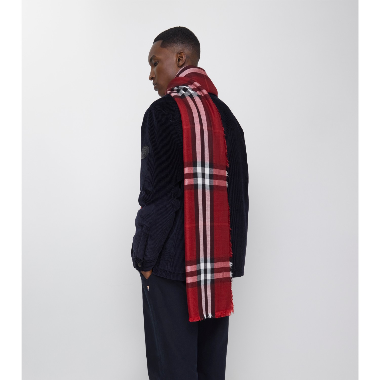 Reversible Check Wool Silk Scarf