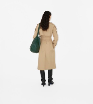 Long Gabardine Trench Coat in Flax - Women, Cotton Gabardine | Burberry®  Official