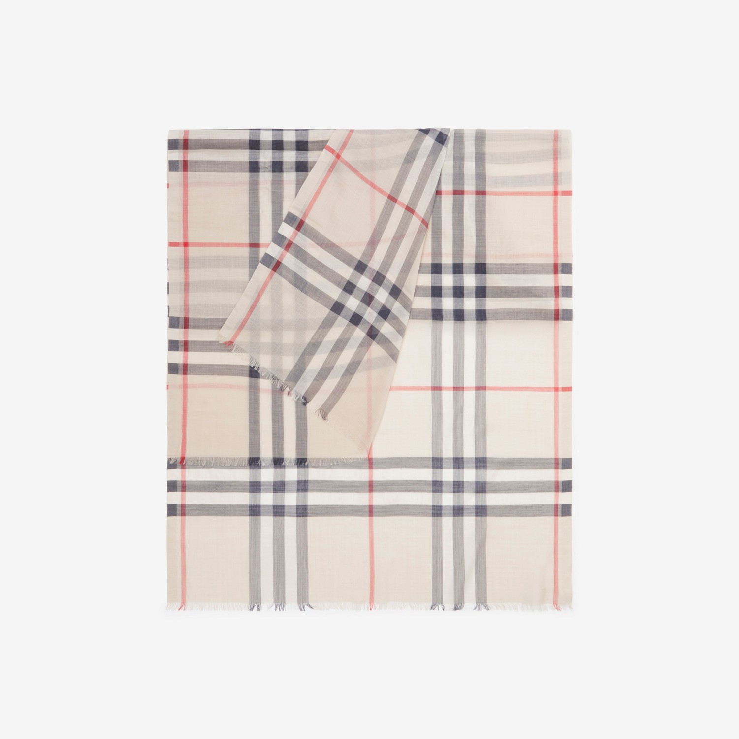 Check Lightweight Wool Silk Scarf in Stone | Burberry® Official