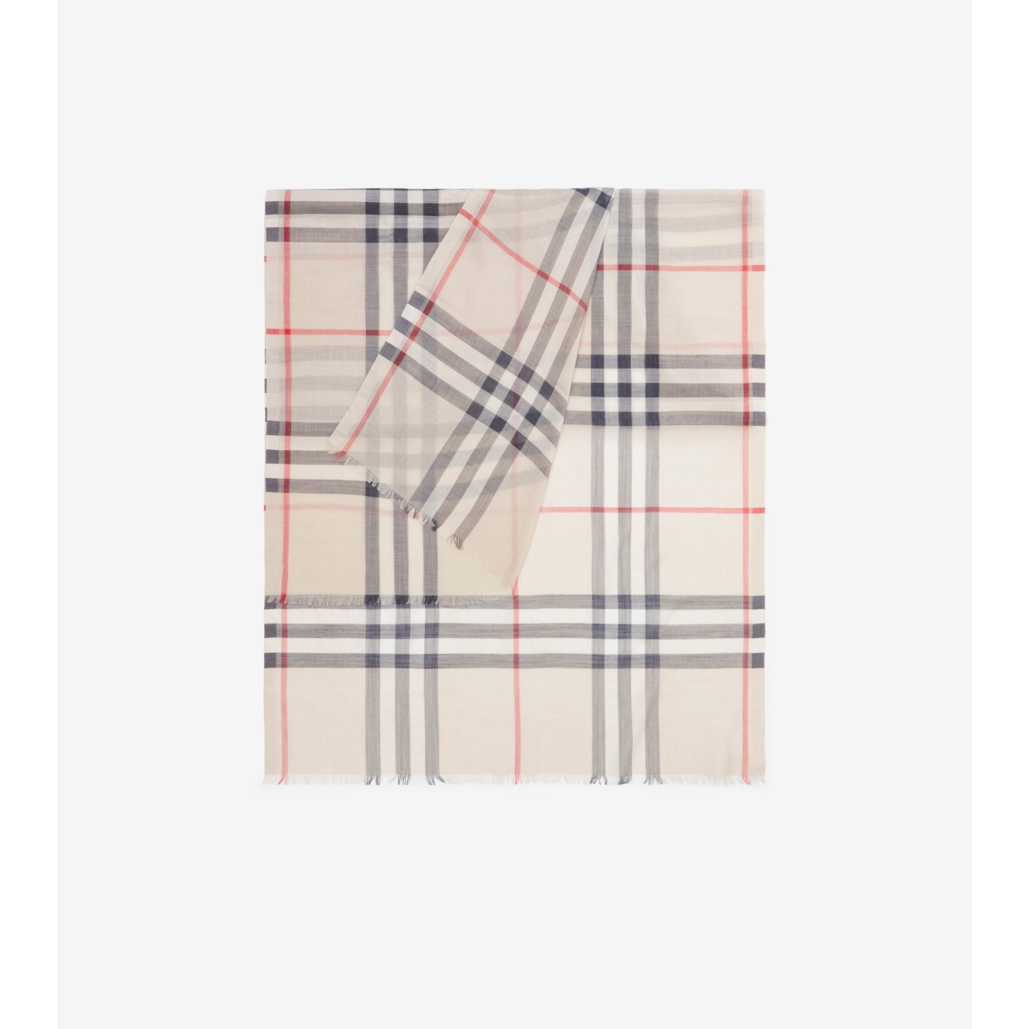 Check Wool Silk Scarf in Stone | Burberry® Official