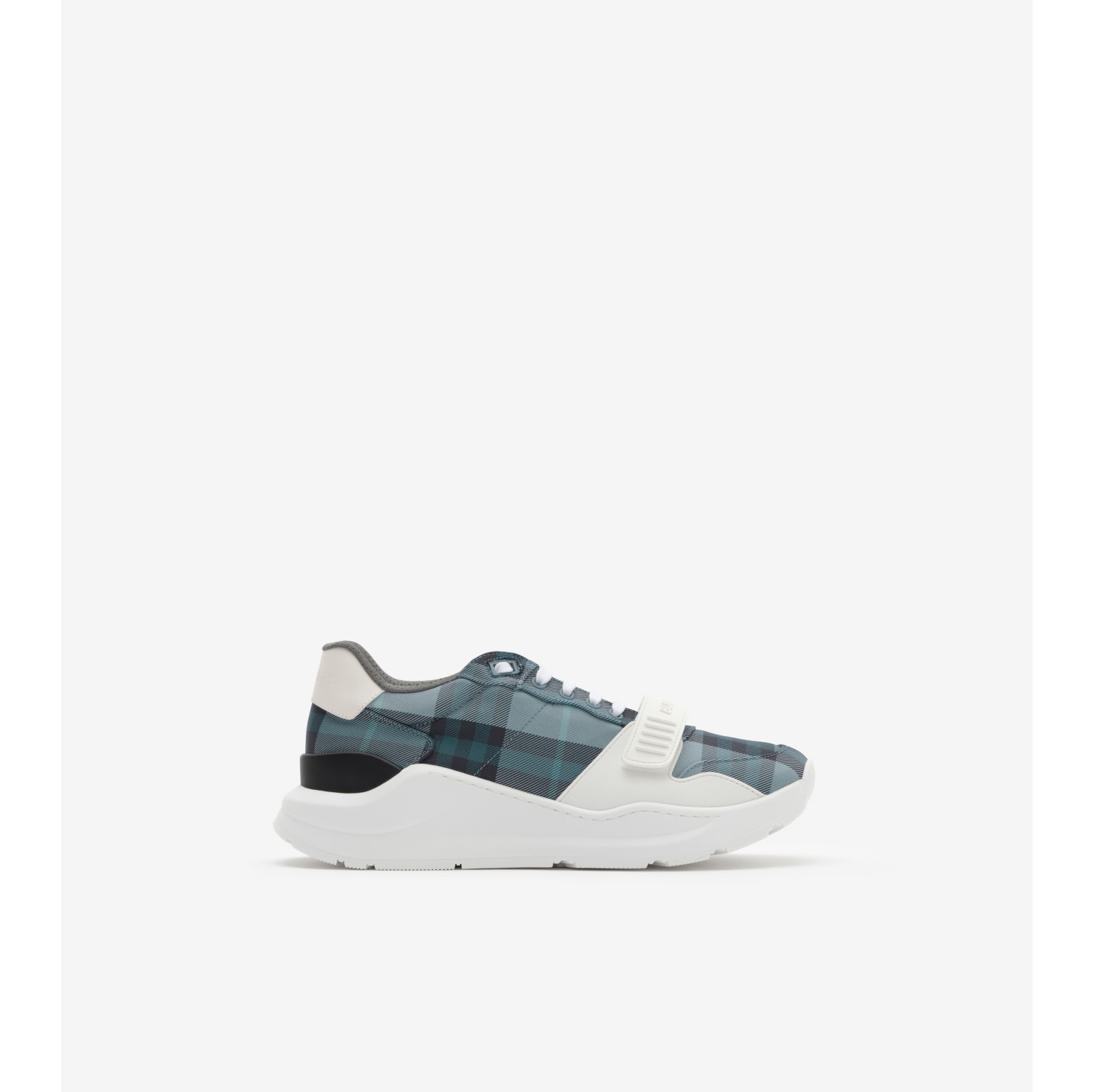 Check and Leather Sneakers