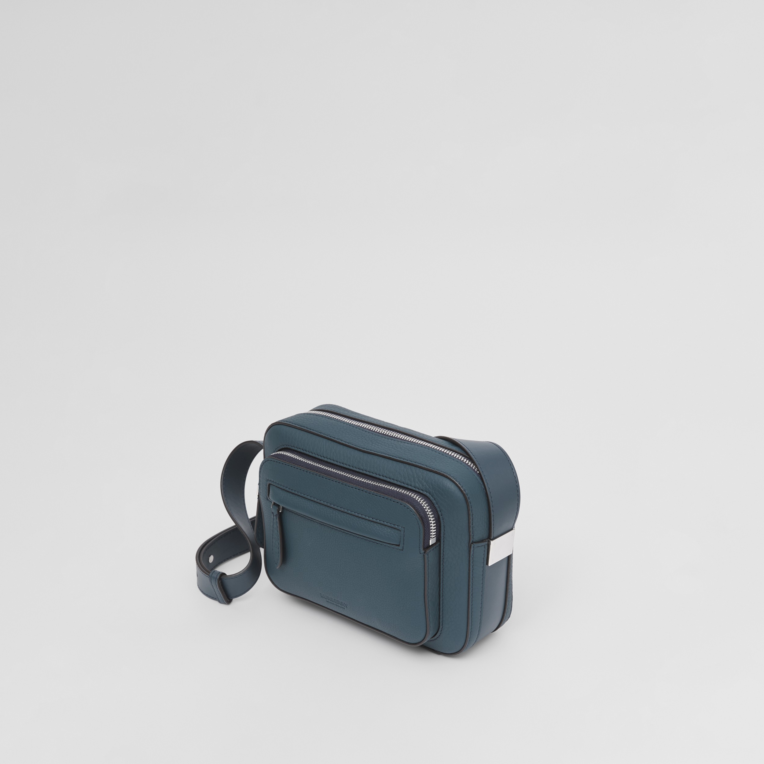 Grainy Leather Crossbody Bag in Ash Blue - Men | Burberry® Official - 4