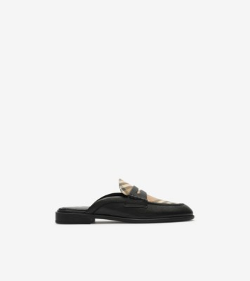 Check Leather Opal Mules Black archive ®